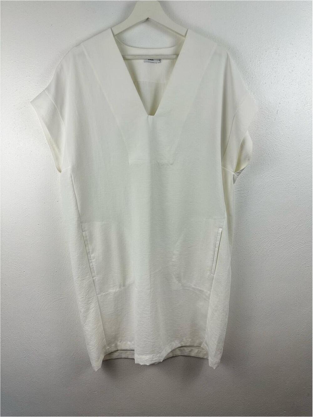 Vince Women's White V-Neck Cap Sleeve Shift Dress Size M